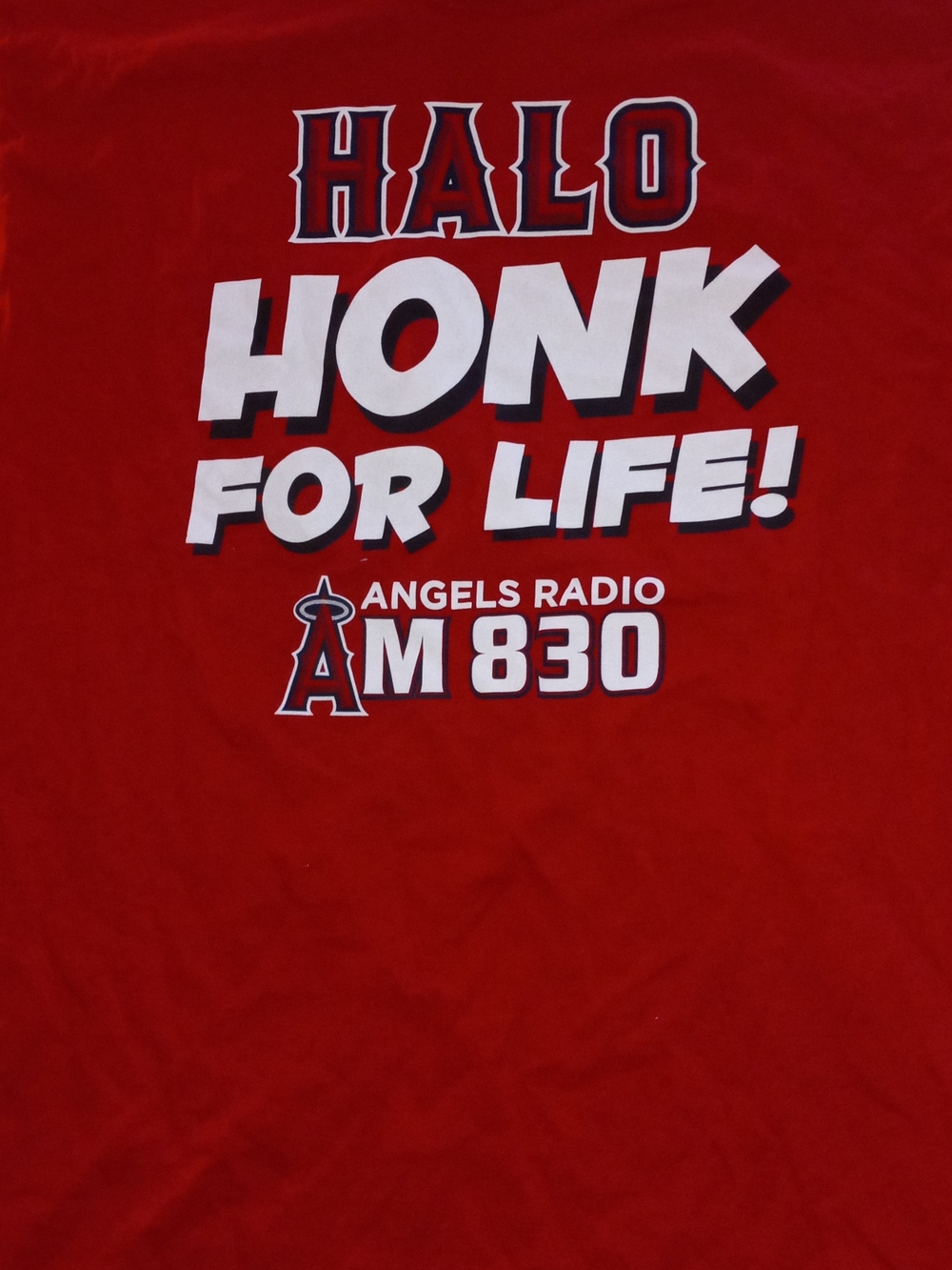 Fruit of the Loom Red "Halo Honk For Life!" Angels Radio AM 830 Tee